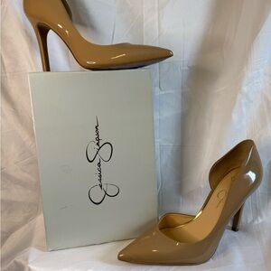Jessica Simpson Tan Patent Leather Stiletto Heels